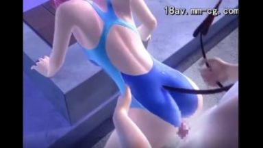 ［3Dエロアニメ］競泳水着のお姉さんを後背位でハメてガンガン突いちゃうのです…尻尾なんか生えてるけど人間じゃないんですかねのthumbnail