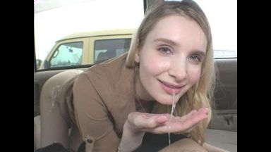 『美味しかった…♡』セフレの外国人人妻が逆ナンパした男の肉棒を車内で責める！エロエロ金髪外人がフェラ抜き口内射精！のthumbnail